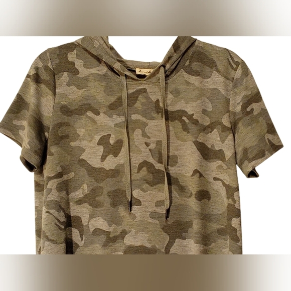 Jane & Delancey - Sweatshirt Dress Grey Camouflage Short Sleeve, Pockets, Size M - Picture 13 of 13